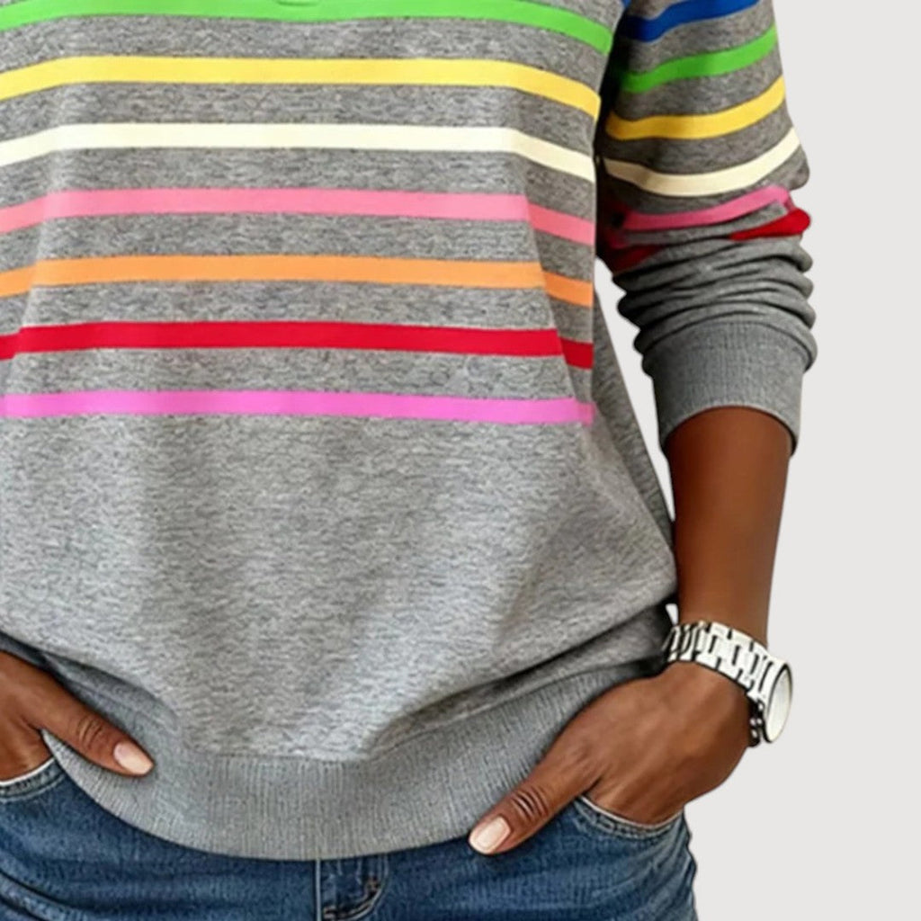 Megan | Striped Half-Zip Casual Top