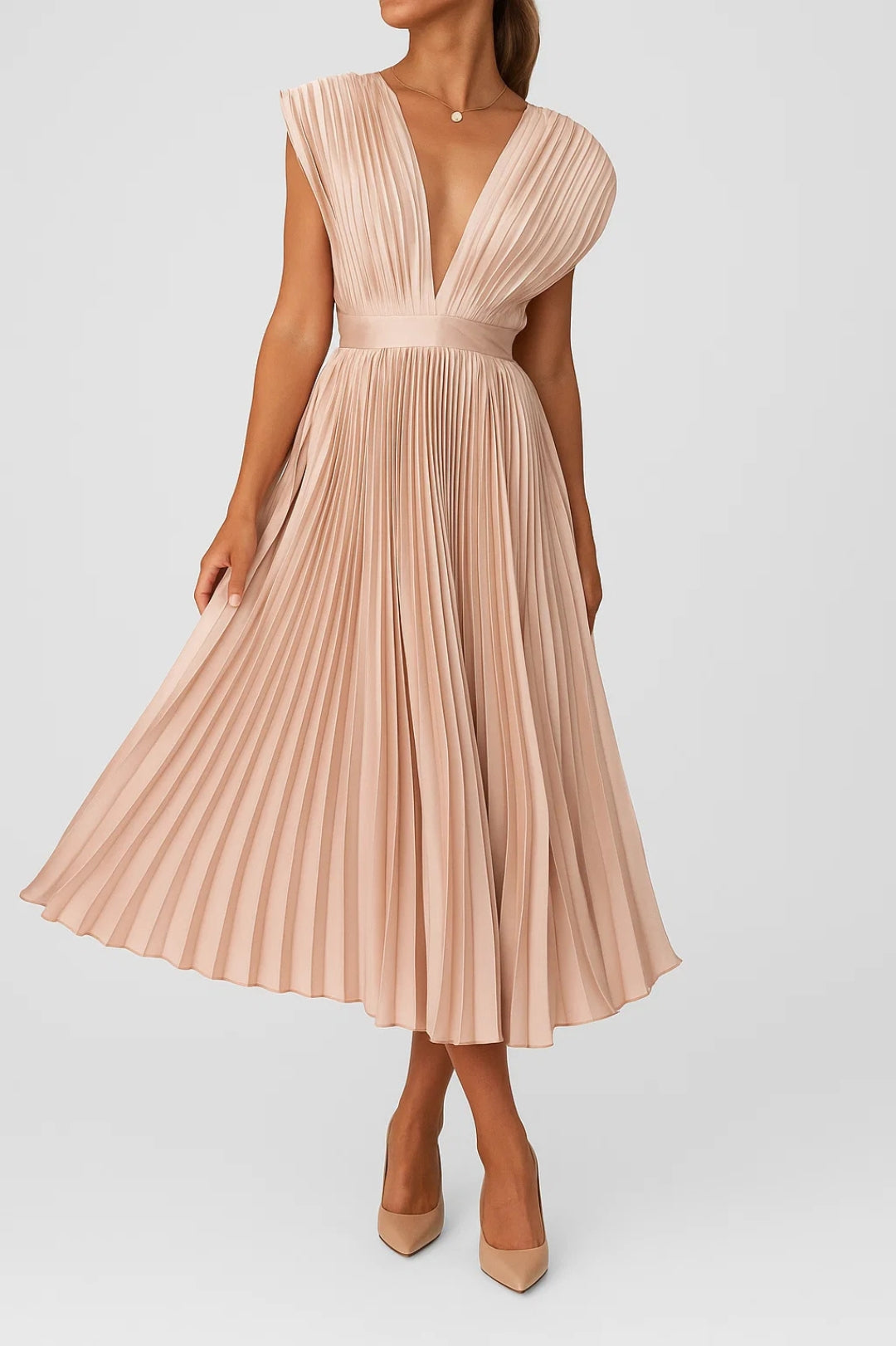 Sandra | Pleated Midi Dress