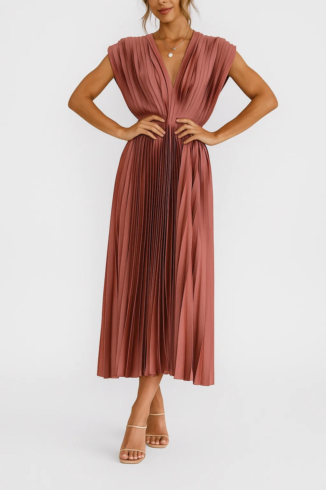 Sandra | Pleated Midi Dress