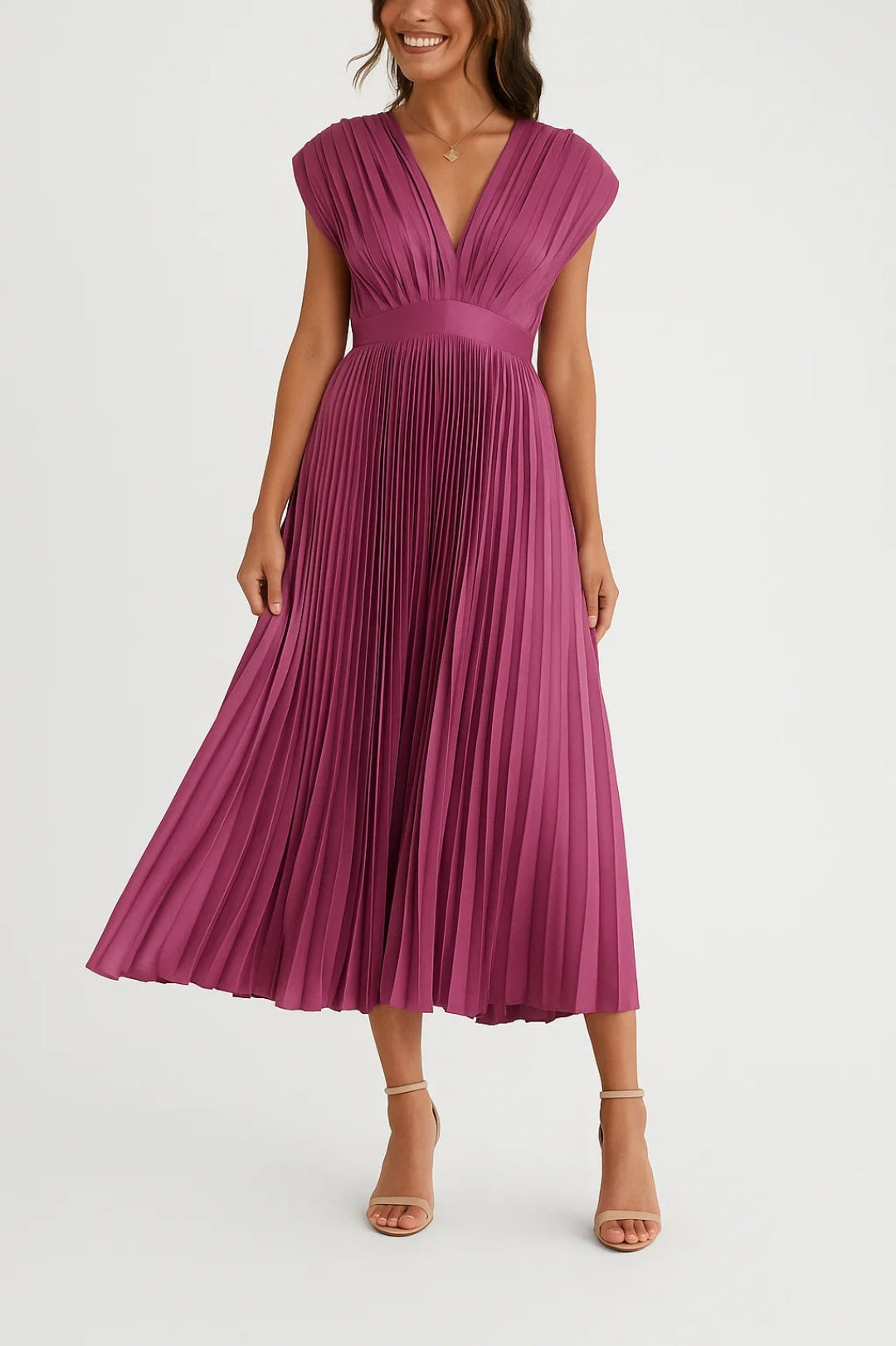 Sandra | Pleated Midi Dress