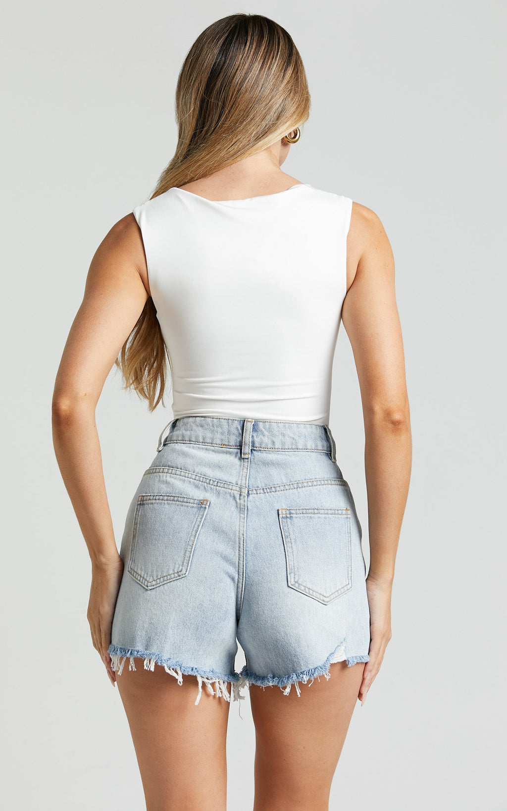 Nerine Bodysuit - Wide Strap Scoop Neck in White