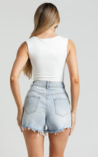 Nerine Bodysuit - Wide Strap Scoop Neck in White