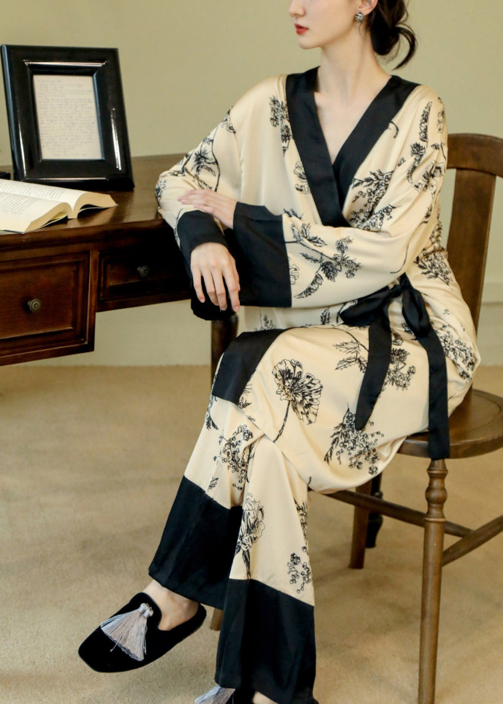 Simone | Tie-Waist Silk Pyjama Set