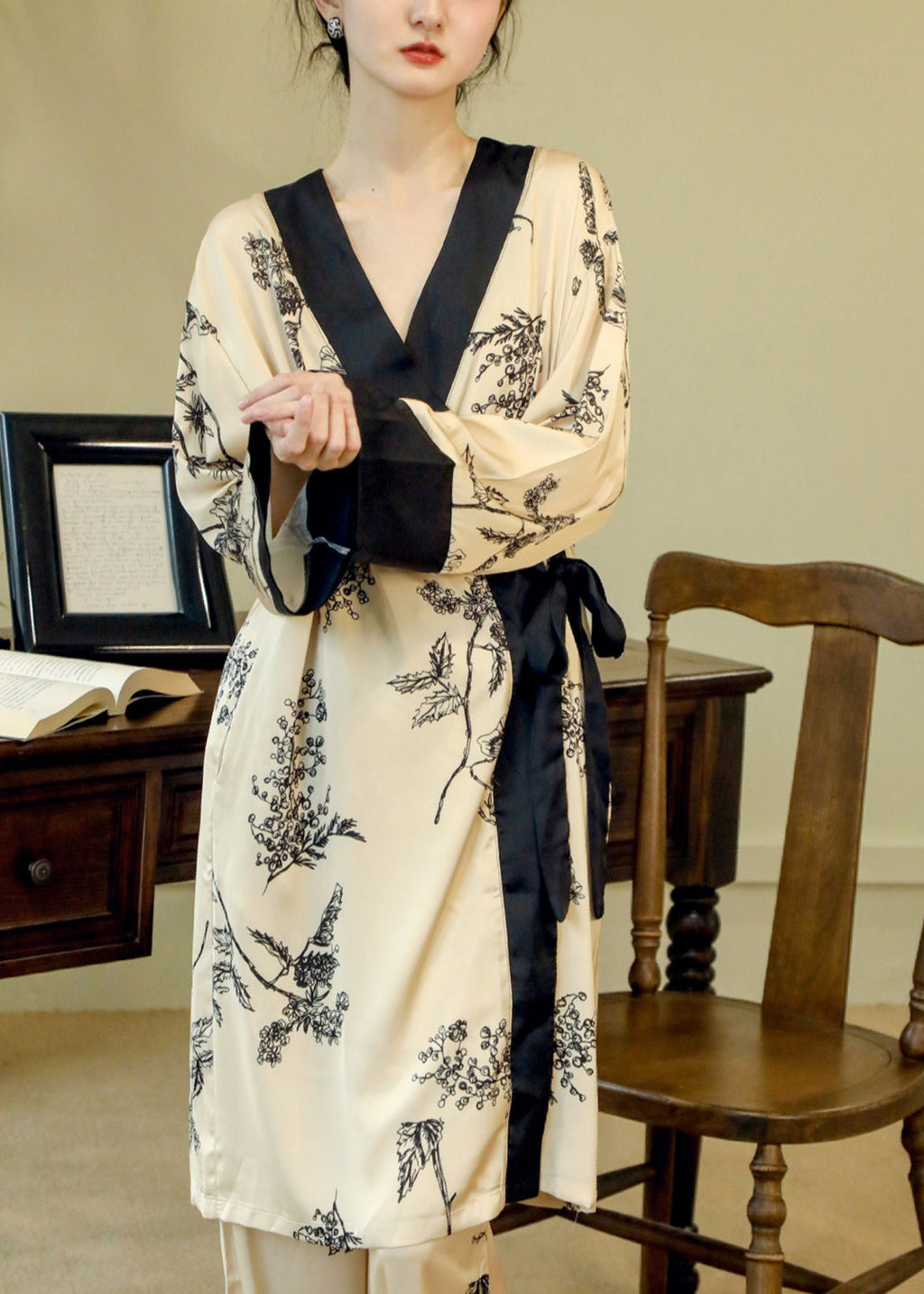 Simone | Tie-Waist Silk Pyjama Set