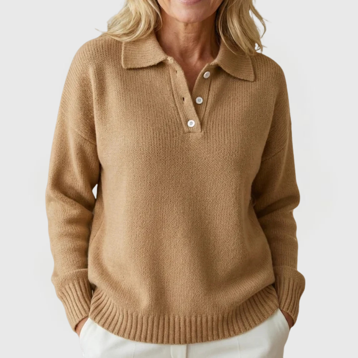 Madeline | Button-Collar Knit Pullover